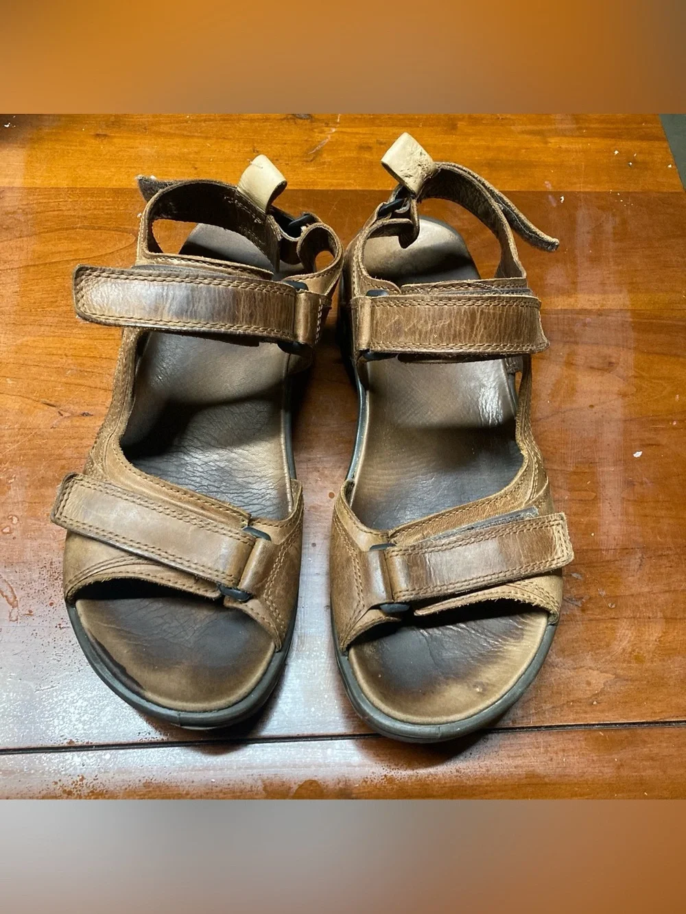 ECCO MENS BROWN LEATHER SANDALS SIZE 11 Off Road Outdoor Shoes